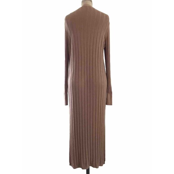 Ann Taylor Mocha Brown Ribbed Knit Long Sleeve Duster Cardigan Sweater - S - Picture 5 of 9